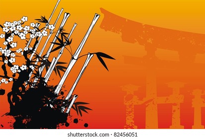 japan bamboo background in vector format