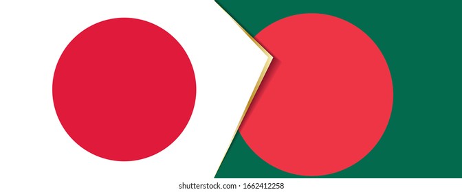 Japan and Bangladesh flags, two vector flags symbol of relationship or confrontation.