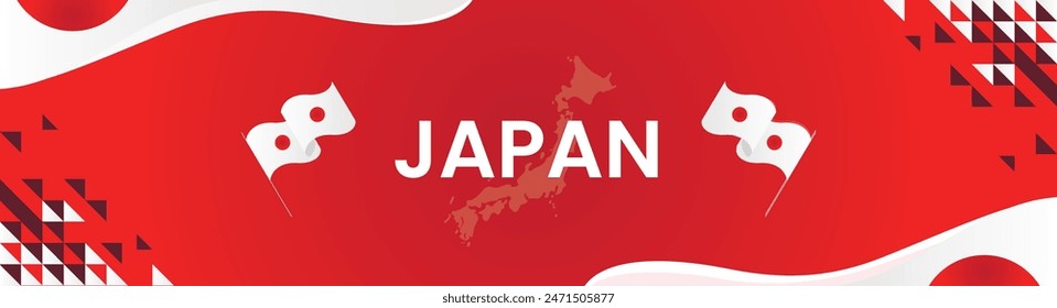 Japan banner modern design with flags colorful white red illustration