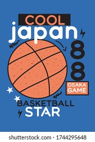 japan basketball star,t-shirt design fashion vector illustration