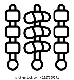 Vector de contorno de icono de bbq de Japón. Sushi de comida. Arroz rollo