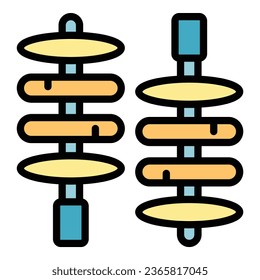 Japan bbq icon outline vector. Roll restaurant. Chinese food color flat