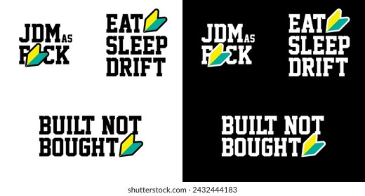 Japón Principiante Nuevo Conductor Coche de hoja joven JDM Eat Sleep Drift Construido no Comprado Wakaba 若葉マーク Shoshinsha 初心者マーク Mark Icono Pegatina Etiqueta Señal Señal Banner Insignia Etiqueta Vector EPS PNG Transparente Sin Espalda