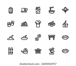 Japan Black Outline Icon for User Interface or Background Requirements.