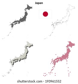 Japan blank detailed outline map set - vector version