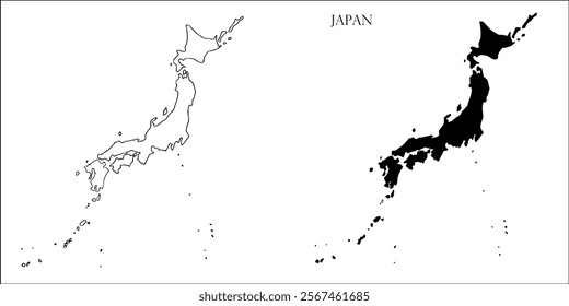 Japan Blank Map, Japan Map Outline Vector Images