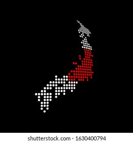 japan blank map vector . japan digital map template . silhouette . black map . Colorful map of japan . Japan national flag . sphere dots globe surface