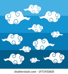 japan blue sky pattern background vector design