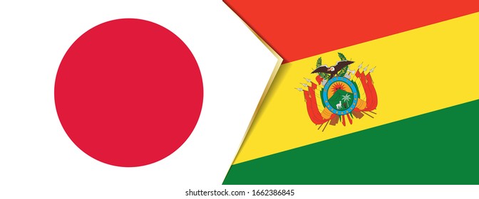 Japan and Bolivia flags, two vector flags symbol of relationship or confrontation.
