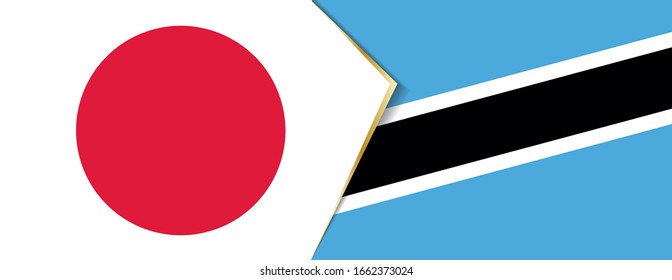 Japan and Botswana flags, two vector flags symbol of relationship or confrontation.