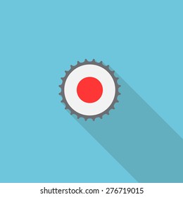 Japan bottle cap flat icon with long shadow. Vector illustration EPS10