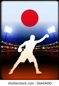 Japan Boxing on Stadium Background Original Illustration