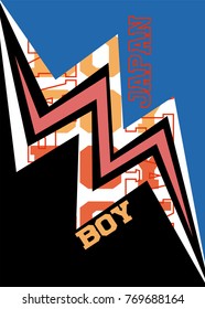 japan boy,t-shirt print poster vector illustration