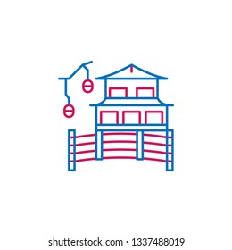 Japan, buildings icon. Element of Japan culture. Thin line 2 color icon for website design and development, app development. Premium icon
