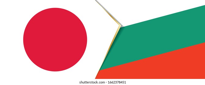Japan and Bulgaria flags, two vector flags symbol of relationship or confrontation.