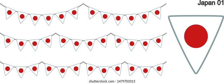 Japan Bunting Flags Isolated on white Background. vector illustration.