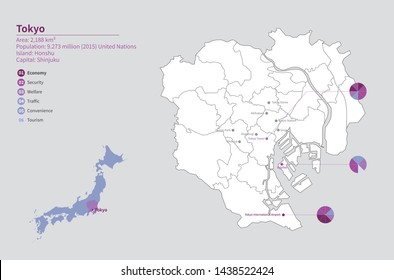 Japan capital map. vector map of tokyo in japan. tokyo map.