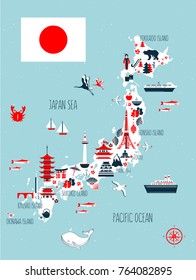 Japan Cartoon Travel Map Vector Illustration Stock Vector (Royalty Free ...