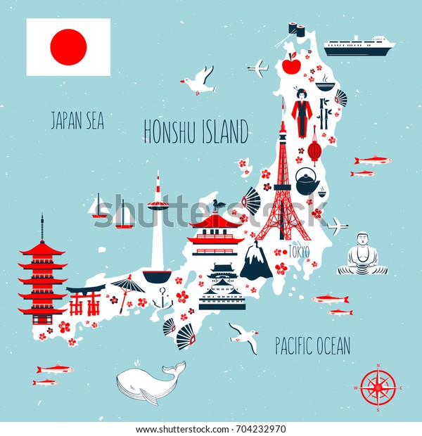Карта достопримечательностей японии