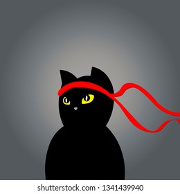 Japan cat ninja illustration vector. a cat with a bandage. martial arts