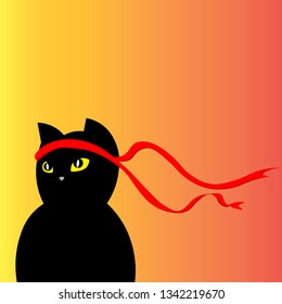 Japan cat ninja illustration vector. a cat with a bandage. martial arts
