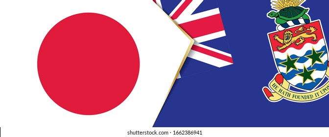 Japan and Cayman Islands flags, two vector flags symbol of relationship or confrontation.