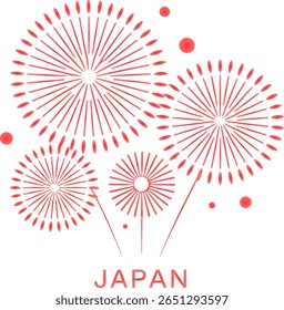 Japan celebration poster, red fireworks display, national day greeting, Japanese holiday, festive event background, minimal design