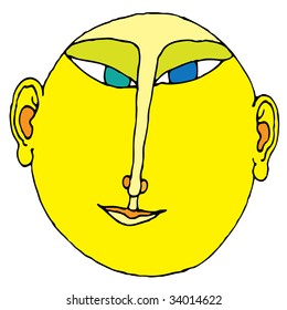 Japan character linear drawing color