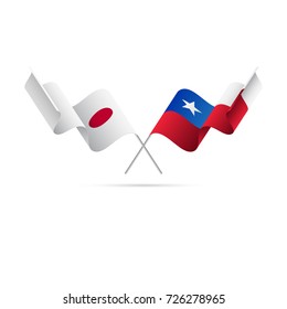 Japan and Chile flags. Vector illustration.