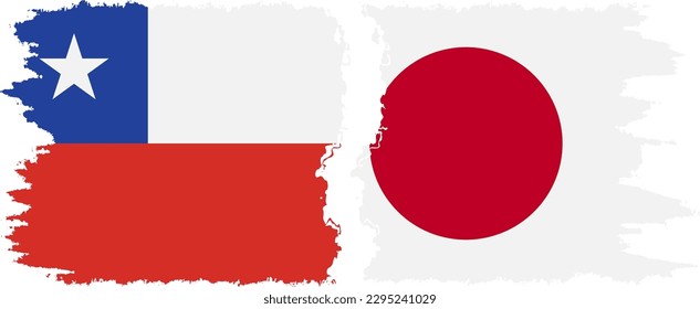 Japan and Chile grunge flags connection, vector
