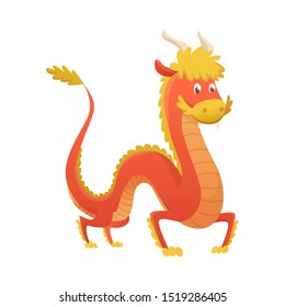 Japan or china dragon cartoon vector cute dragonfly dino character baby dinosaur for kids fairytale dino illustration isolated on white background.