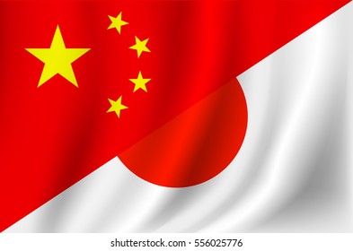 Japan China Flag Stock Vector (Royalty Free) 556025776