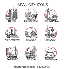 Japan City Icons. Vector illustration