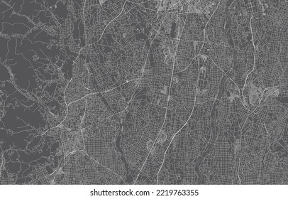 japan city map. vector illustration with black background, white outline, scene with japan city, town, road, street, map urban, location, landmark, transportation. design for print, poster, wallpaper.