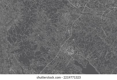 japan city map. vector illustration with black background, white outline, scene with japan city, town, road, street, map urban, location, landmark, transportation. design for print, poster, wallpaper.
