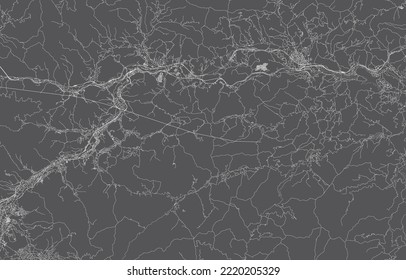 japan city map. vector illustration with black background, white outline, scene with japan city, town, road, street, map urban, location, landmark, transportation. design for print, poster, wallpaper.