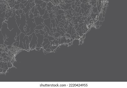 japan city map. vector illustration with black background, white outline, scene with japan city, town, road, street, map urban, location, landmark, transportation. design for print, poster, wallpaper.