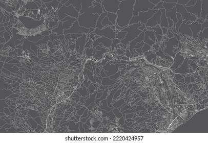 japan city map. vector illustration with black background, white outline, scene with japan city, town, road, street, map urban, location, landmark, transportation. design for print, poster, wallpaper.