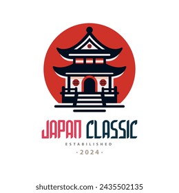 japan classic Japanese temple sunrise logo template design for brand or company and other