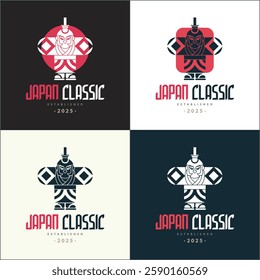 Japan Classic Mens Kimono silhouette logo set template design