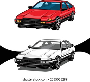 Japan Classic Sport Cars Red Black and White