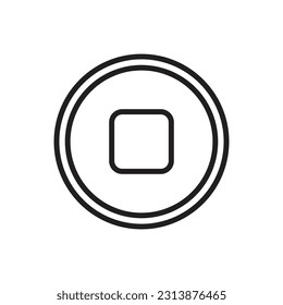 Japan Coin Outline Icon Vector Illustration