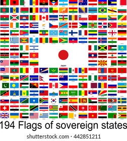 Japan, collection of vector images of flags of the world