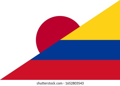japan and colombia flag. vector background