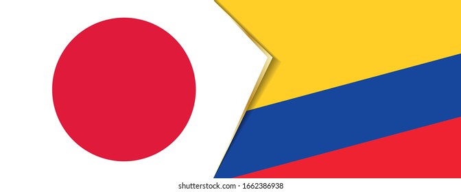 Japan and Colombia flags, two vector flags symbol of relationship or confrontation.