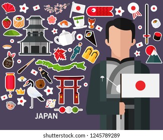 Japan concept background .Flat icons