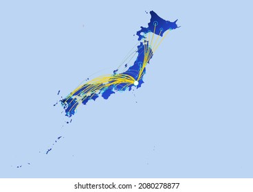 Japan concept map, illustration of Japan for internet or innovation or technology. File is suitable for digital editing and prints of all sizes.