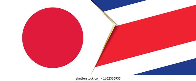 Japan and Costa Rica flags, two vector flags symbol of relationship or confrontation.
