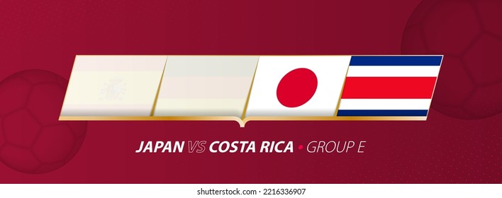 Japan - Costa Rica football match illustration in group A. Vector flags.