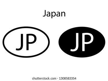 Japan country code icon.  Iso code country domain name.  JP  - Japan abbreviated. vector